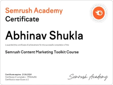 Semrush Content Marketing Certificate
